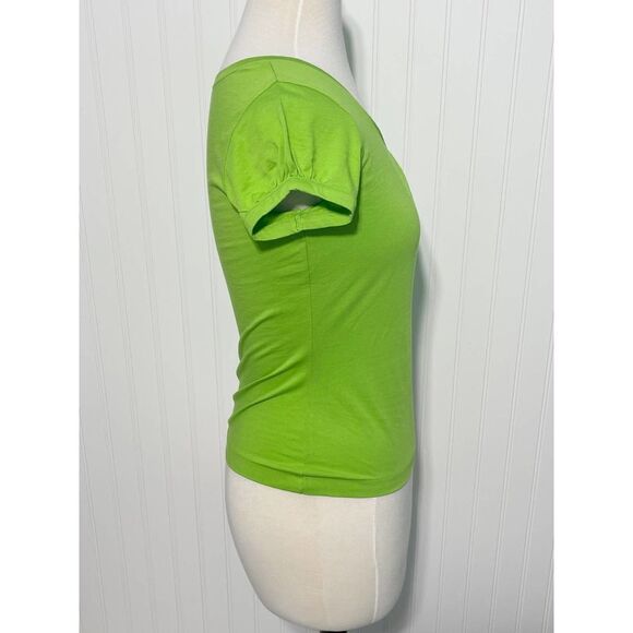 Lilly Pulitzer Scoop Neck Puff Sleeve Tee T-Shirt Bright Green XS Extra Small‎ - Picture 3 of 9